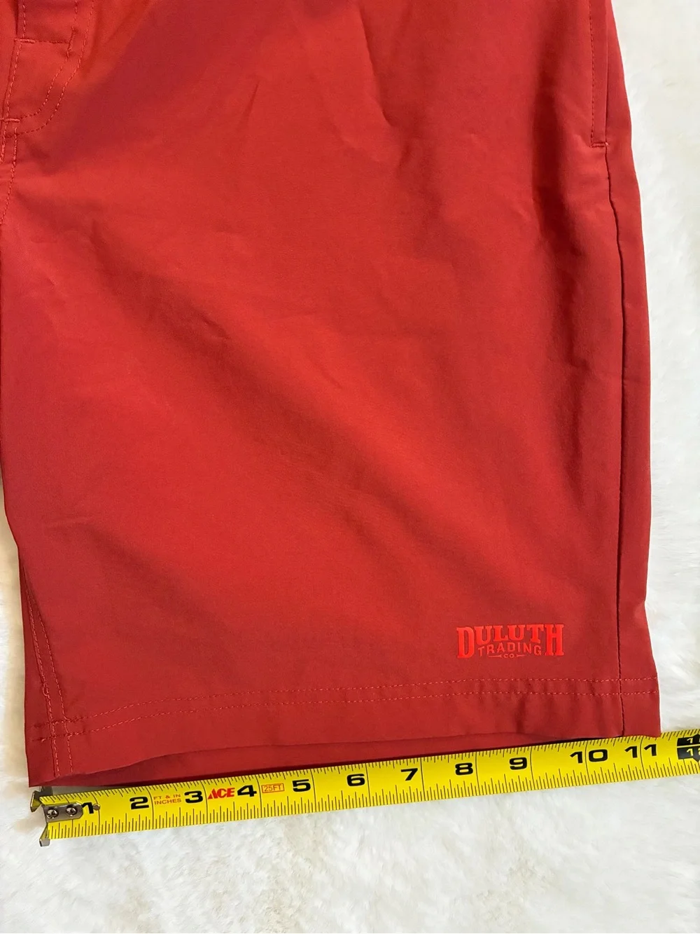 Duluth Trading Mens DuluthFlex Bull Moose 9” Board Shorts Orange Rust Gray Sz 34